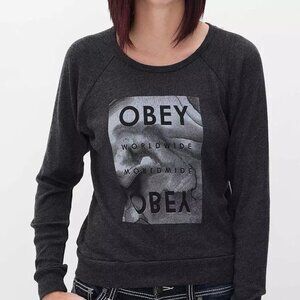 Obey Smoke Agate lightweight graphic sweater size medium